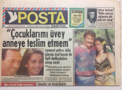 Posta Gazetesi 16 Ağustos 1984 - Yeşilçamda Yeni Çift Nazan Şoray Ve Kadir İnanır,Bülent Ersoy Çok Kazanır Çok Harcar GZ23559 - 1