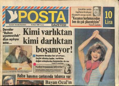 Posta Gazetesi 16 Mart 1984 - Semra Özal da Bay Özalı Koruyor GZ114774 - 1