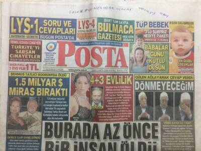 Posta Gazetesi 17 Haziran 2012 - 4+3 Evlilik, 1.5 Milyar Dolar Miras Bıraktı GZ29583 - 1