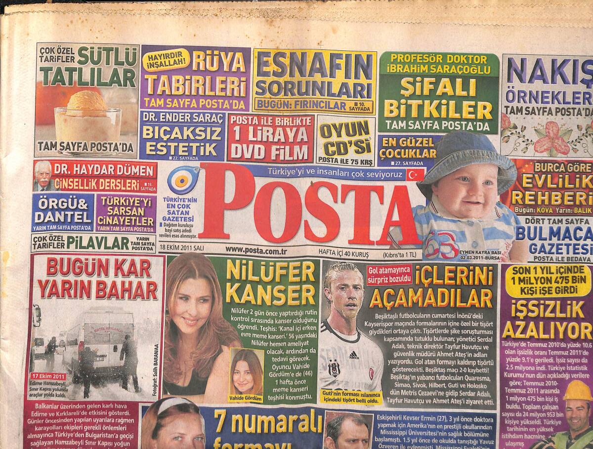 Posta Gazetesi 18 Ekim 2011 - Umutsuz Kadınlar Adriana'yı Bitirdi! - Nilüfer Kanser! GZ138648 - 1