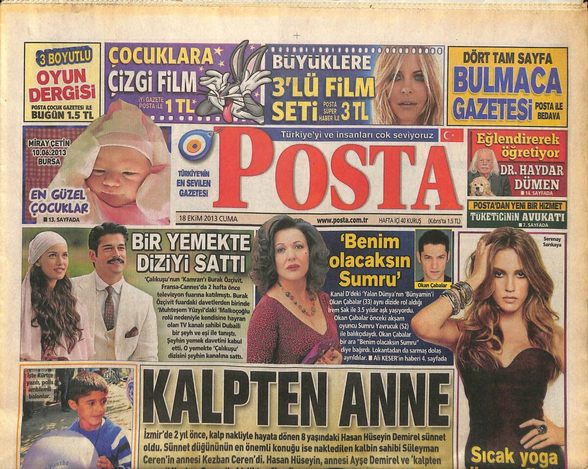 Posta Gazetesi 18 Ekim 2013 - Serenay Sarıkaya sıcak Yoga İle Zayıfladı - Lady Gaga İnstagram'ı Gagaladı - Önce Doping Testi Sonra Nişan GZ138731 - 1