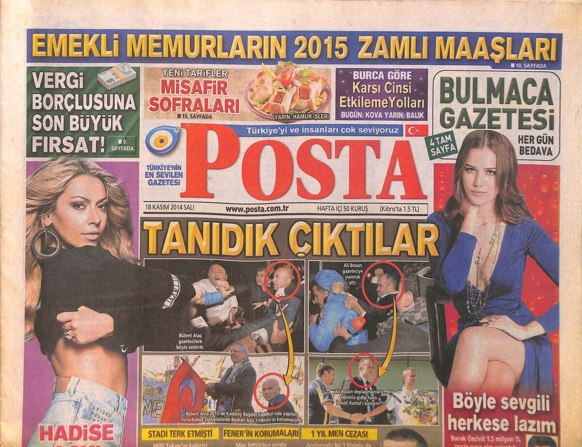 Posta Gazetesi 18 Kasım 2014 - Burak Özçivit Eşi Fahriye Evcen'i Kendisinin Oynadığı Dizi Aldı - Alkollü Çağatay Ulusoy Ehliye Kaptırdı GZ158443 - 1