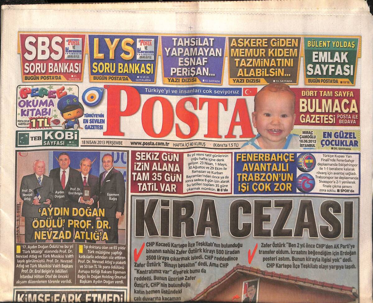 Posta Gazetesi 18 Nisan 2013 - 15 Milyon Dolara Cenaze Töreni - Fenerbahçe Avantajlı Trabzon'un İşi Çok Zor! GZ137235 - 1