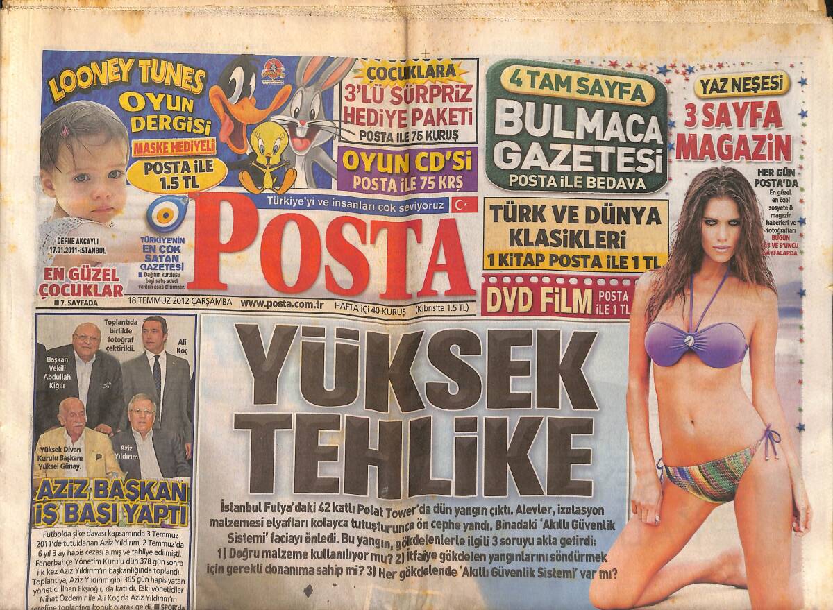 Posta Gazetesi 18 Temmuz 2012 - Aziz Yıldırım Çiçeklerele Karşılandı, Gözleri Yaşardı! - Aykut Kocaman: Her Şey Fener İçin GZ138693 - 1