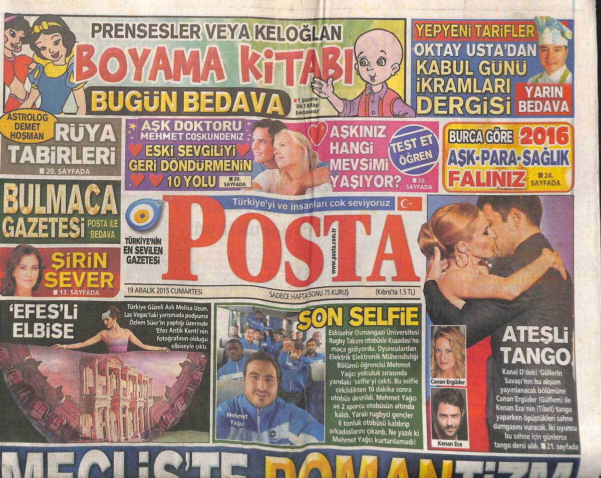 Posta Gazetesi 19 Aralık 2015 - Meclis'te Romantizm - Begüm Şen Amerika Yolcusu! GZ138654 - 1