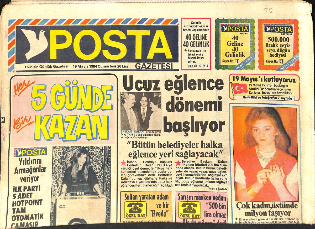 Posta Gazetesi 19 Mayıs 1984 - Los Angeles'dan Görüntüler - Engin Koç 25 Yaşındaki Manken GZ2033 - 1