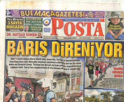 Posta Gazetesi 2 Eylül 2013 - Barış Direniyor GZ104841 - 1