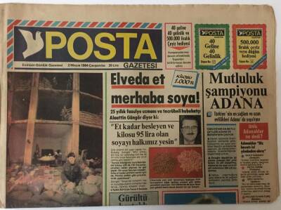 Posta Gazetesi - 2 Mayıs 1984 - Elveda Et Merhaba Soya ! GZ25474 - 1