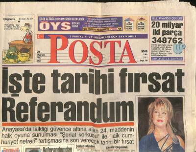 Posta Gazetesi 20 Haziran 1995 - Cindorukun Politik İnce Hesabı - Arafat Ankarada GZ122962 - 1
