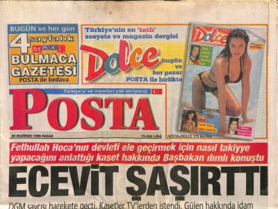 Posta Gazetesi 20 Haziran 1999 - Tansu Çilleri Korku Sardı GZ76502 - 1
