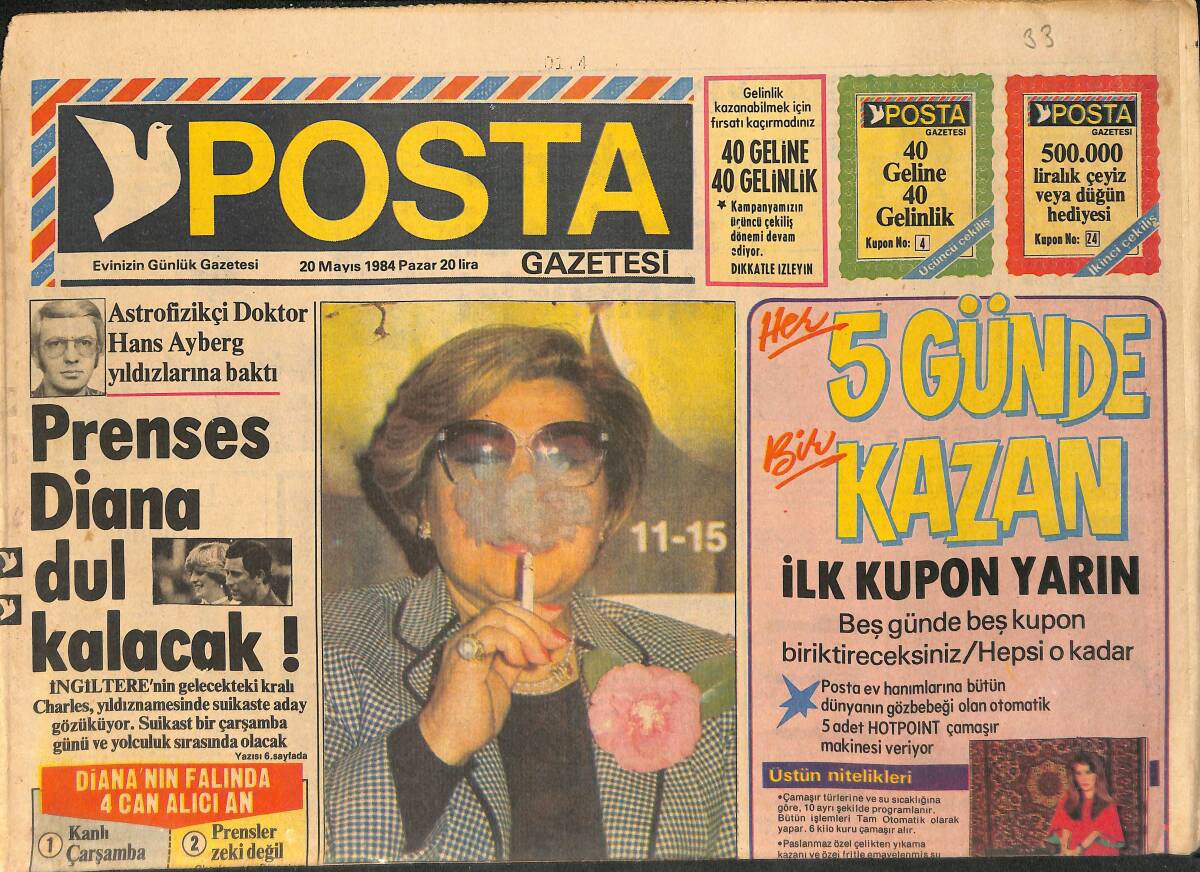 Posta Gazetesi 20 Mayıs 1984 - Prenses Diana Dul Kalacak - Celal Bayar 103 Yaşında Ve Aklı Başında GZ2041 - 1