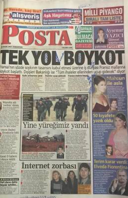 Posta Gazetesi 20 Ocak 2001-Tek Yol Boykot GZ45432 - 1