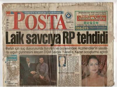 Posta Gazetesi 21 Ocak 1997 - Laik Savcıya Refah Partisi Tehdidi (Zayıf Kondisyon) GZ48126 - 1