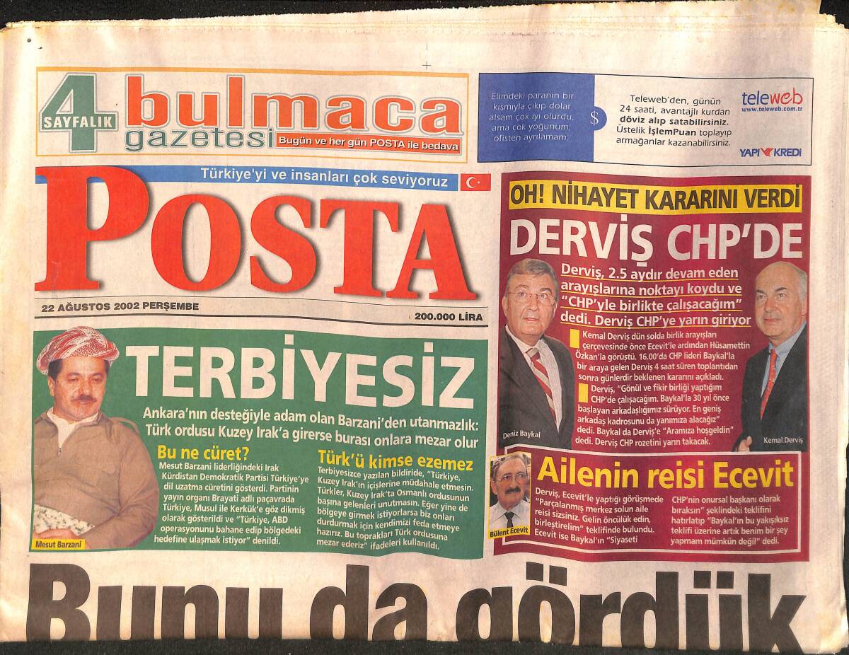 Posta Gazetesi 22 Ağustos 2002 - Ebru Şallı'nın Düğünü İptal Oluyordu - Deniz Akkaya'ya Sosyetik Aşık GZ157252 - 1