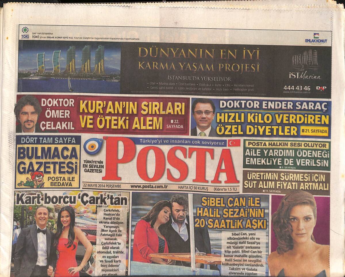 Posta Gazetesi 22 Mayıs 2014 - Sibel Can İle Halil Sezai'nin 20 Saatlik Aşkı - Astıma Karşı Van Gölü Suyu GZ135609 - 1