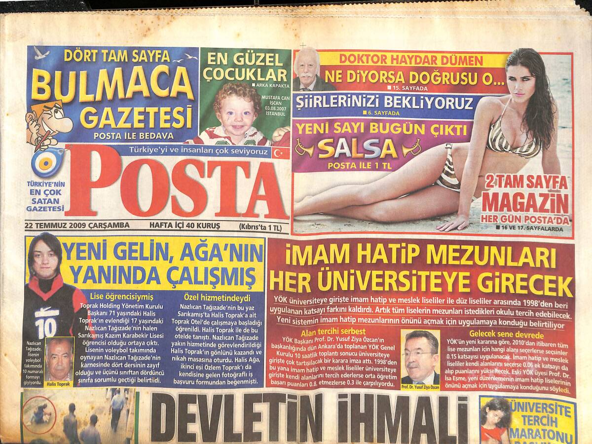Posta Gazetesi 22 Temmuz 2009 - Hülya Avşar: Çabaladık Ama Olmadı - Beyazıt Öztürk Aşk Değil Anne Adayı Arıyorum! GZ137239 - 1