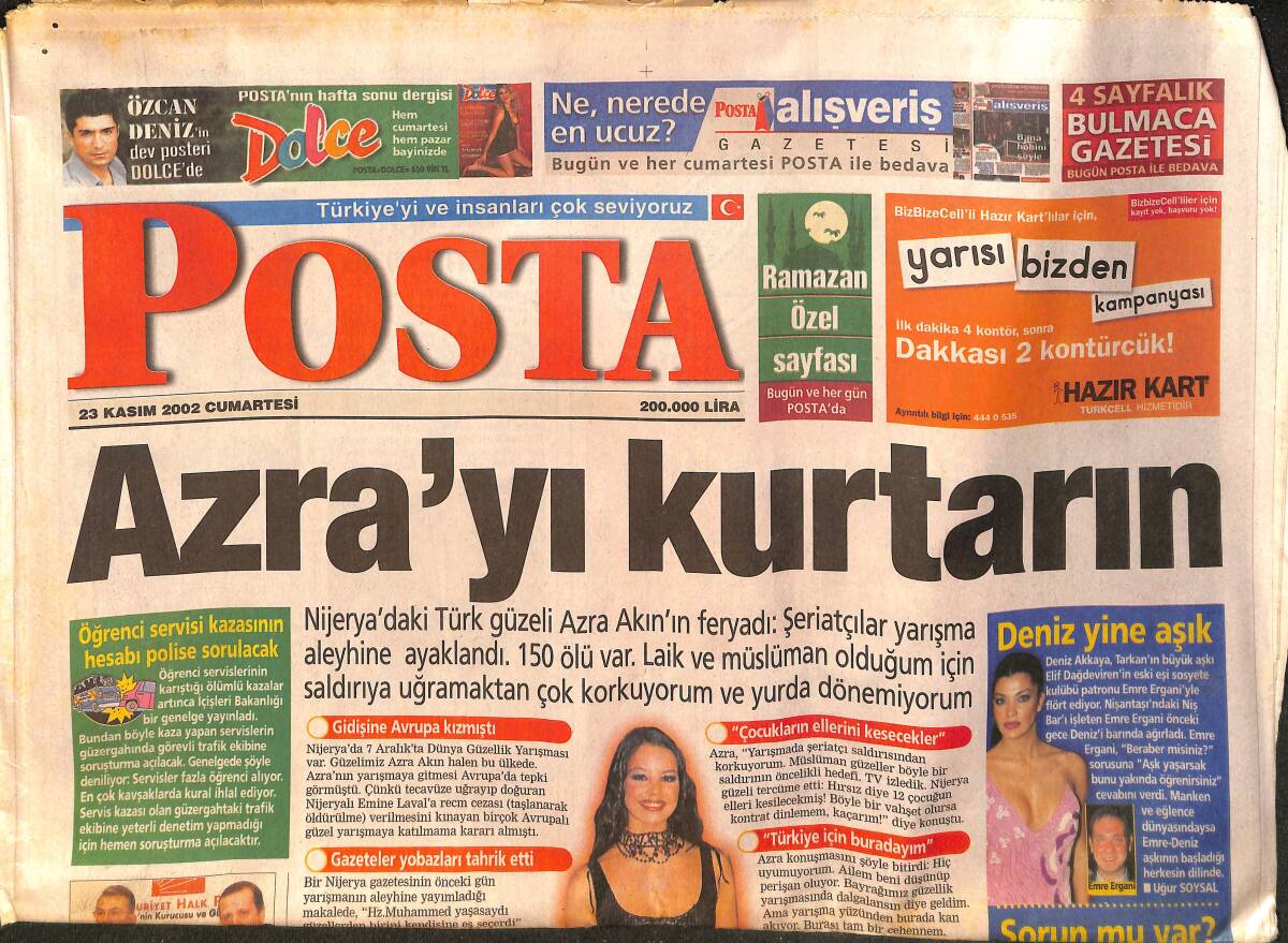 Posta Gazetesi 23 Kasım 2002 - Tayyip Erdoğan'ın Tercümanı Baykal - Fatih Terim'den 10 Emir GZ157250 - 1