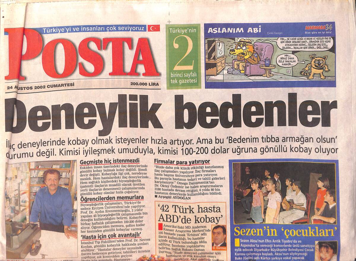 Posta Gazetesi 24 Ağustos 2002 - Sezen'in Çocukları - Galatasaray İle Rekabet Bitmez - CHP'nin Artık Dervişi Var GZ157184 - 1