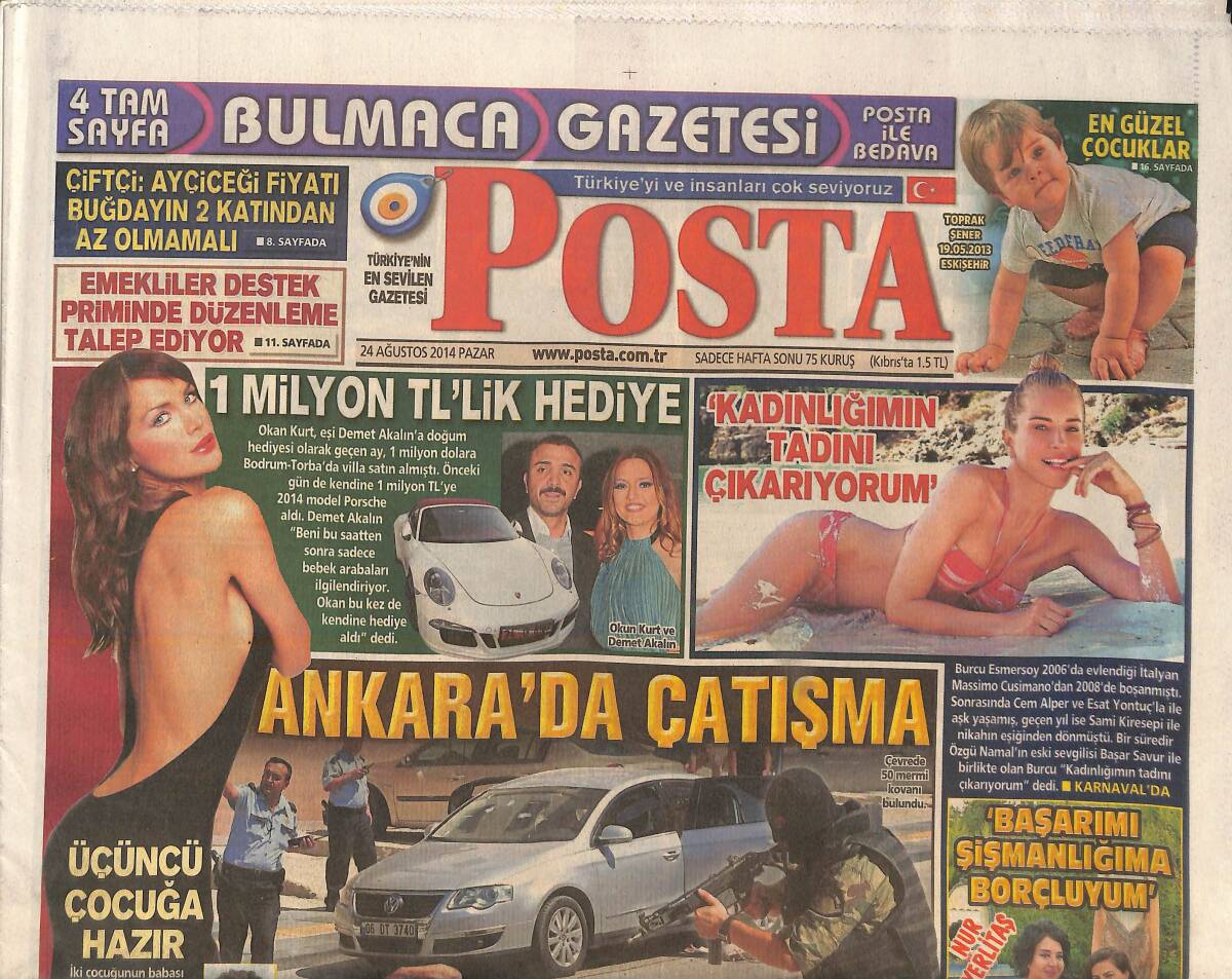 Posta Gazetesi 24 Ağustos 2014 - Demet Akalın'a Eşi'nden 1 Milyon TL'LİK Hediye! - Nur Yerlitaş: Başarımı Şişmanlığıma Borçluyum! GZ138690 - 1