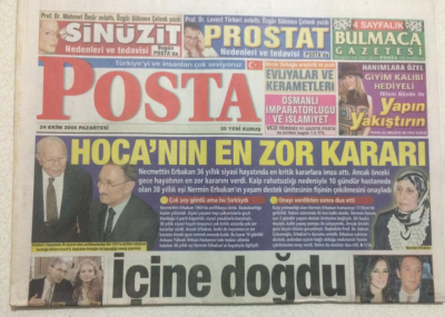 Posta Gazetesi 24 Ekim 2005 - Erbakan Hocanın Zor Kararı GZ23551 - 1