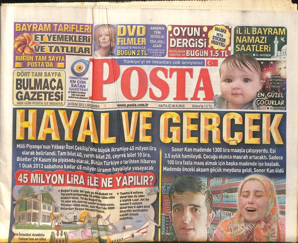 Posta Gazetesi 24 Ekim 2012 - Galatasaray'ın İşi Mucizelere Kaldı - Erdoğan İle Acun'u Güldüren Tezahürat GZ159723 - 1