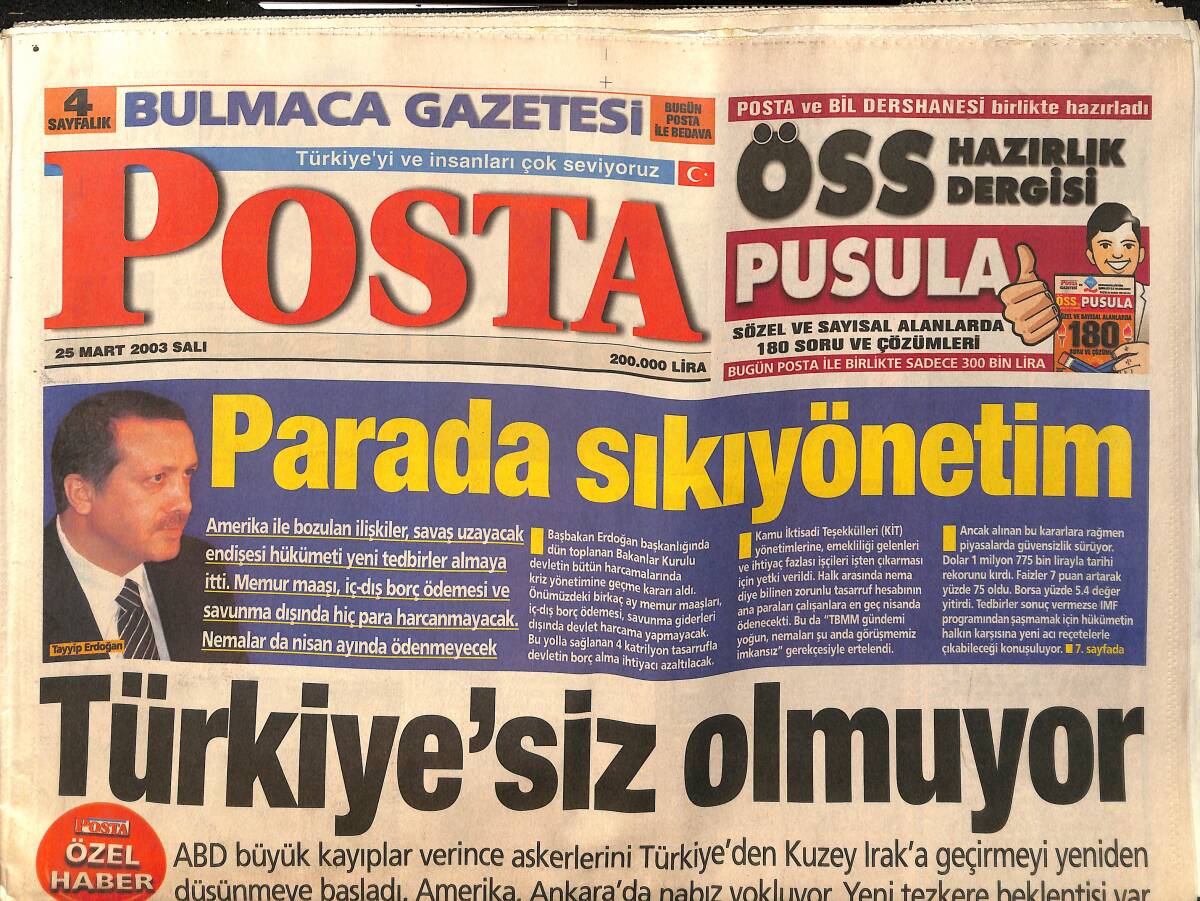 Posta Gazetesi 25 Mart 2003 - Aysun Kayacı Evlenmeyecek - Aslanın Gözü Döndü - Fenerbahçe'de Sessiz Direniş GZ157488 - 1