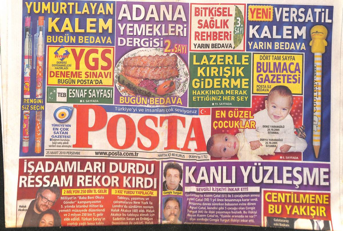 Posta Gazetesi 25 Mart 2010 - İşadamları Durdu Ressam Rekor Kırdı - Türk Oscar'ı 