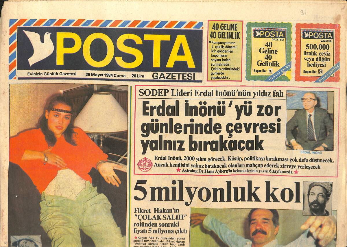 Posta Gazetesi 25 Mayıs 1984 - Hülya Avşar Ayağa Kalktı - Nena'nın Her Konserinde Yer Yerinden Oynuyor GZ2032 - 1