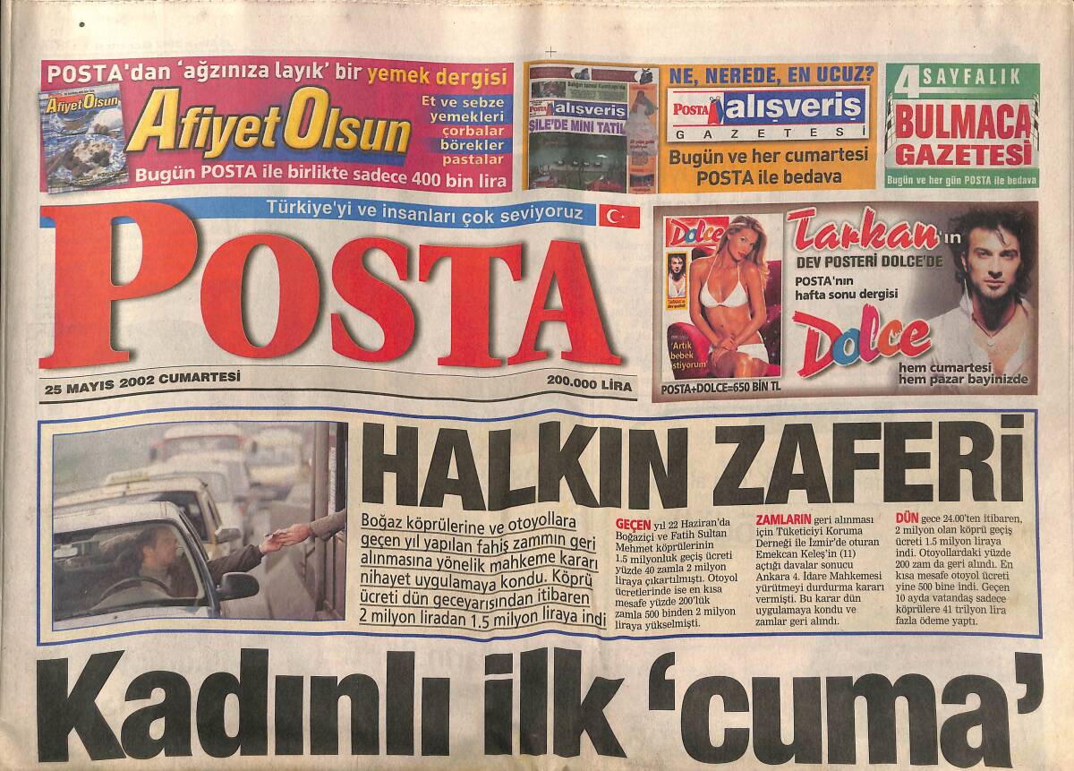 Posta Gazetesi 25 Mayıs 2002 - Ebru Şallı: En Güzel Gelin Ben Olacağım - Sakat Tarkan'a Sahne Yasağı GZ157390 - 1