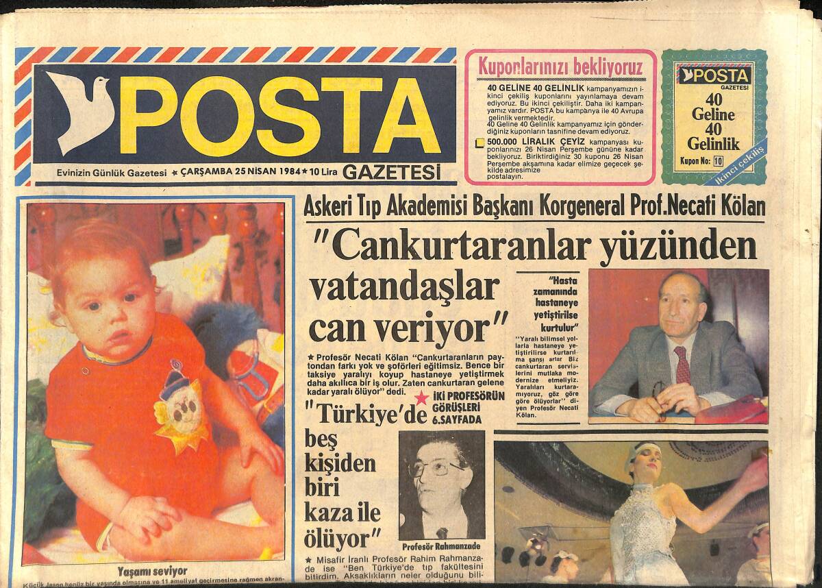 Posta Gazetesi 25 Nisan 1984 - Avrupa'da Ve Bizde Kupa Günü GZ155369 - 1