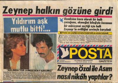 Posta Gazetesi 25 Temmuz 1985 - Zeynep Özal İle Asım Nasıl Nikah Yaptılar ? GZ113924 - 1
