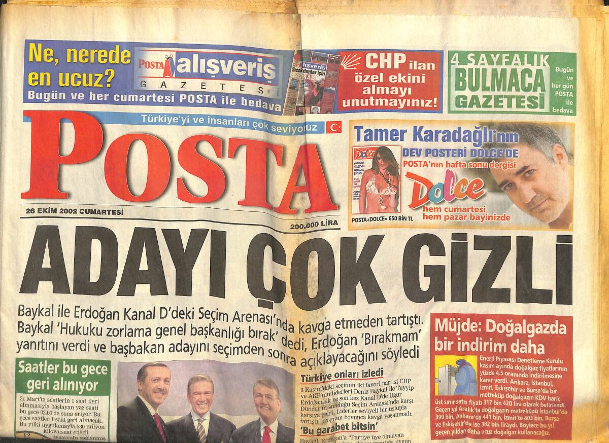 Posta Gazetesi 26 Ekim 2002 - Deniz Akkaya'nın Kini Tuğçe'yi İşinden Etti - Sevim Emre Ve Orhan Gencebay Boğazdan Vazgeçemediler GZ153073 - 1