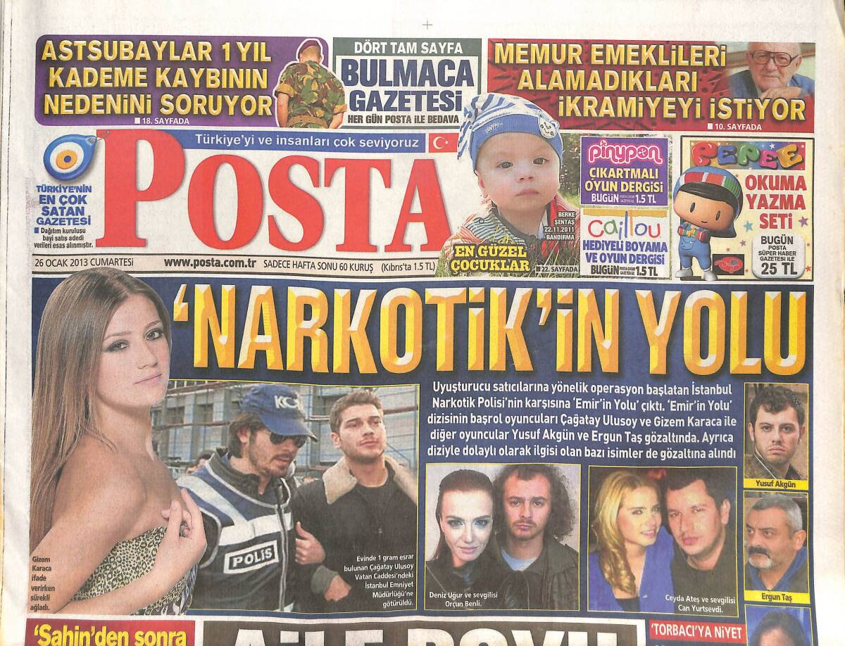 Posta Gazetesi 26 Ocak 2013 - Narkotik'in Yolu; Çağatay Ulusoy, Gizem Karaca, Ceyda Ateş GZ136737 - 1