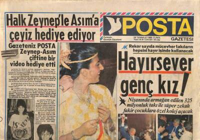 Posta Gazetesi 26 Temmuz 1985 - Halk Zeyneple Asıma Çeyiz Hediye Ediyor GZ113926 - 1