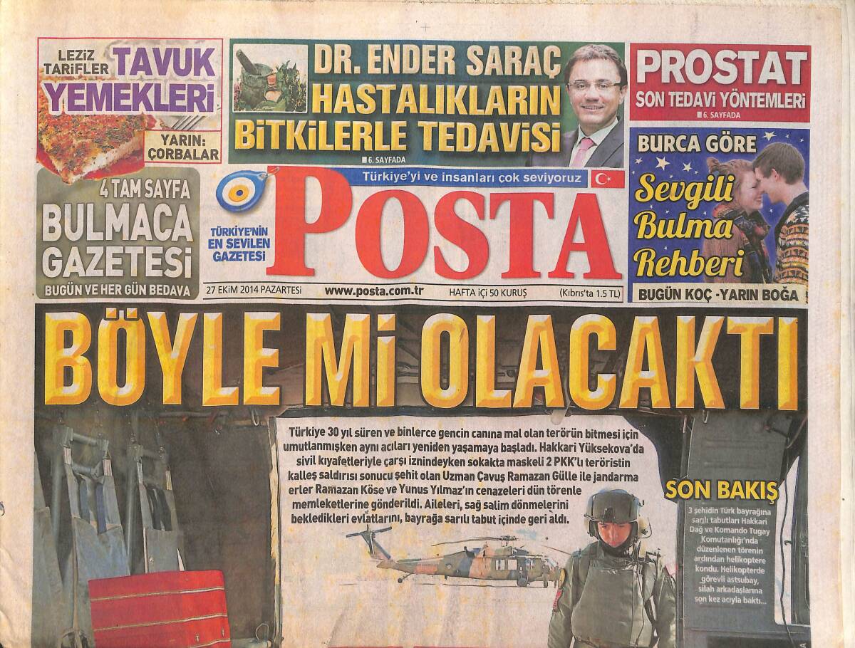Posta Gazetesi 27 Ekim 2014 - Süleyman Demirel 'En Baba Müze' - Galatasaray Dağıldı - Eliz Sakuçoğlu Murat Boz Kavganın Nedeni? GZ138688 - 1