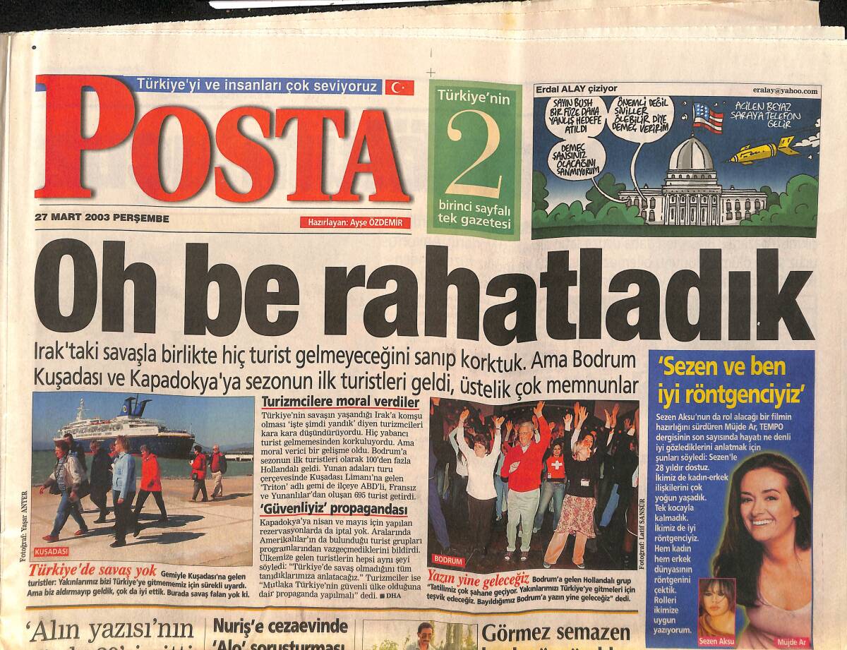 Posta Gazetesi 27 Mart 2003 - Müjde Ar : Sezen Ve Ben İyi Röntgenciyiz - David Beckham Madrid Yolunda GZ157261 - 1