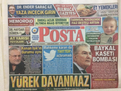 Posta Gazetesi 27 Mart 2014 - Deniz Baykal Kaseti Bombası GZ27987 - 1