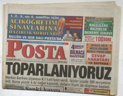 Posta Gazetesi 27 Şubat 2001 - 15 Metre Boyunda Ölüm Faturası GZ3666 - 1