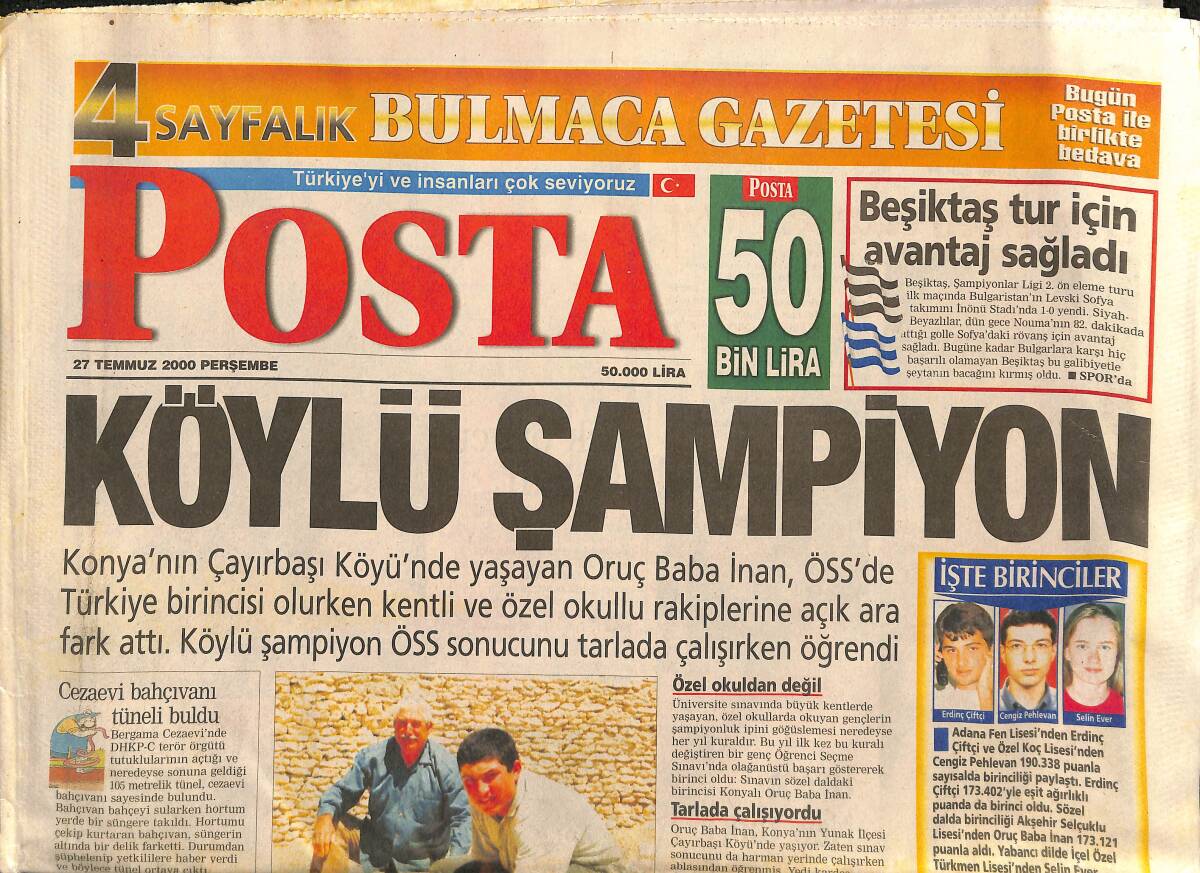 Posta Gazetesi 27 Temmuz 2000 - Aşkın Nur Yengi'nin Aşkına Sosyetik Aşık - Hande Demirkol Gelin Oluyor GZ157492 - 1
