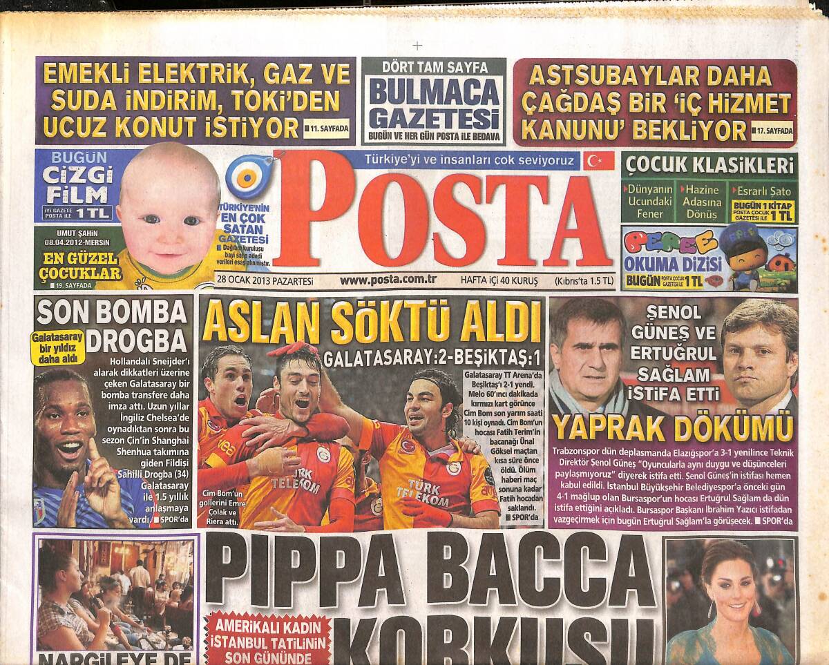 Posta Gazetesi 28 Ocak 2013 - Şenol Güneş Ve Ertuğrul Sağlam İstifa Etti! - Galatasaray Söktü Aldı! GZ137233 - 1
