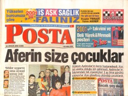 Posta Gazetesi 29 Aralık 2000 - Deniz Akkaya'nın Erdal Acar'la Aşkı Son Hız Sürüyor - Ajda Pekkan Yeni Yılda KKTC'de Konser Verecek GZ158305 - Gökçekoleksiyon