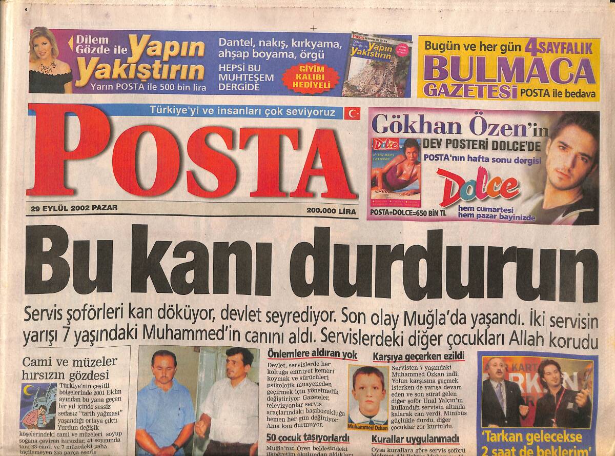 Posta Gazetesi 29 Eylül 2002 - Hülya Avşar'ın Annesi Taksiye Borç Taktı - Twiggy Döndü GZ157303 - 1