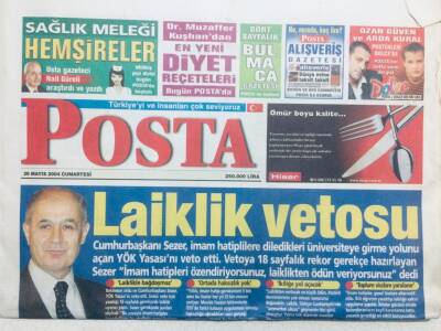 Posta Gazetesi 29 Mayıs 2004 - Laiklik Vetosu GZ42959 - 1