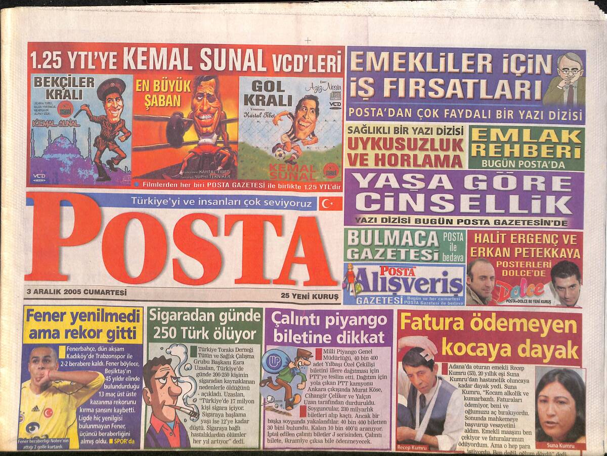 Posta Gazetesi 3 Aralık 2005 - Tatlıses'e Kuyu Cezası - Fener Yenilmedi Ama Rekor Gitti GZ2903 - 1