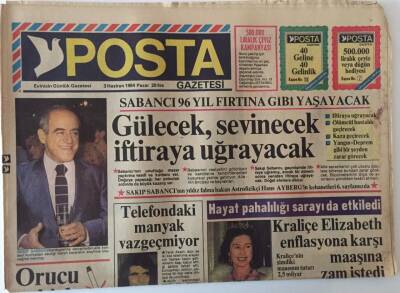 Posta Gazetesi 3 Haziran 1984 - Sabancı 96 Yıl Fırtına Gibi Yaşayacak GZ13785 - 1