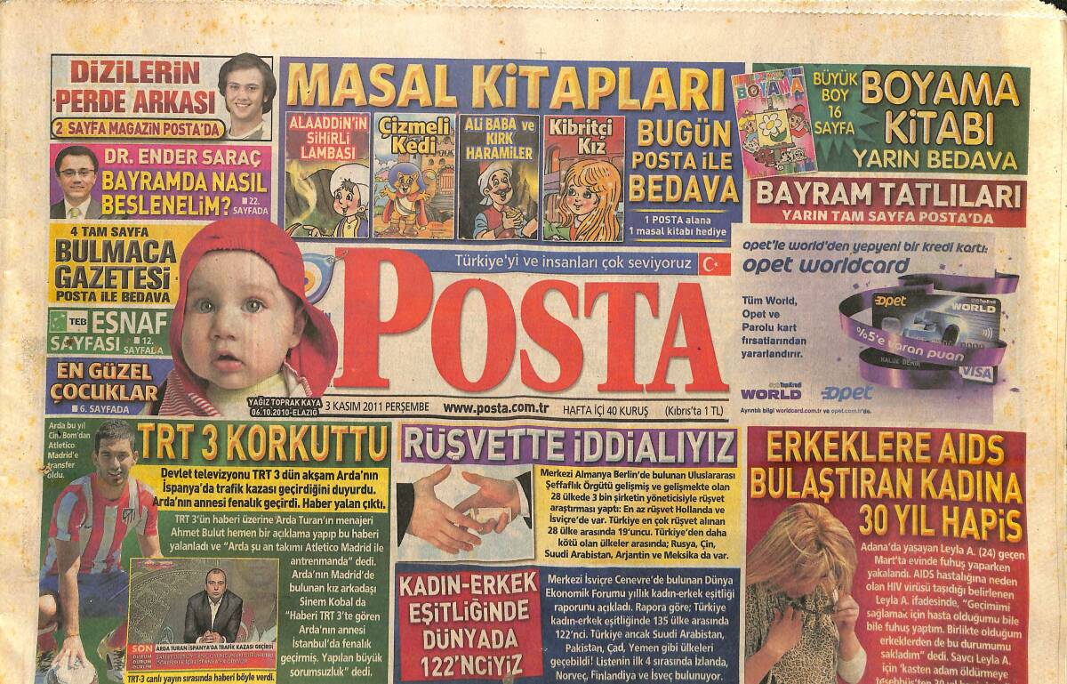 Posta Gazetesi 3 Kasım 2011 - Mahsun Kırmızıgül Tarihi Evi Yaktı - THY Uçağında Anita Watjerson Paniği - Scarlett Johansson Eşine Özel Poz Verdi GZ138714 - 1