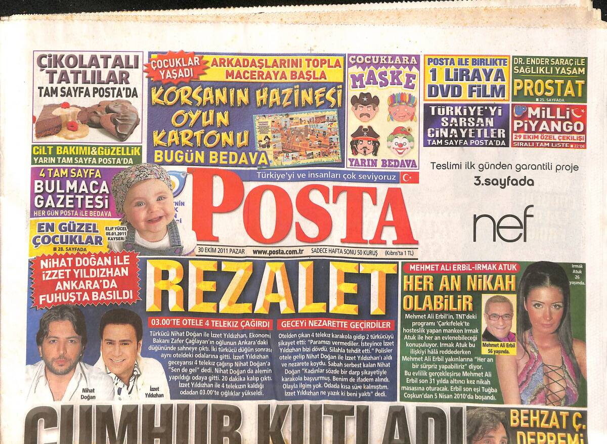 Posta Gazetesi 30 Ekim 2011 - Nihat Doğan ve İzzet Yıldızhan Ankara'da Fuhuşta Basıldı GZ158452 - 1