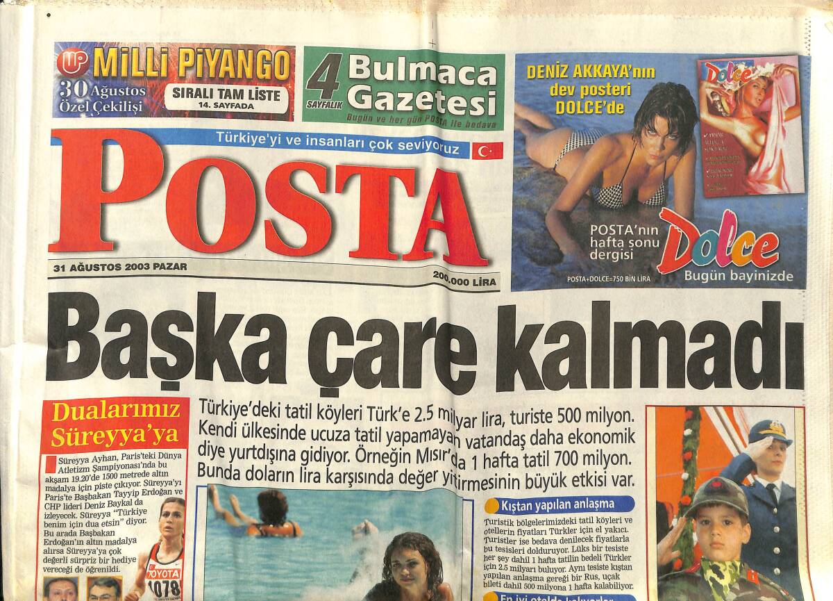 Posta Gazetesi 31 Ağustos 2003 - Dualarımız Süreyya'ya - Bu Pierre Çok Oluyor GZ157457 - 1