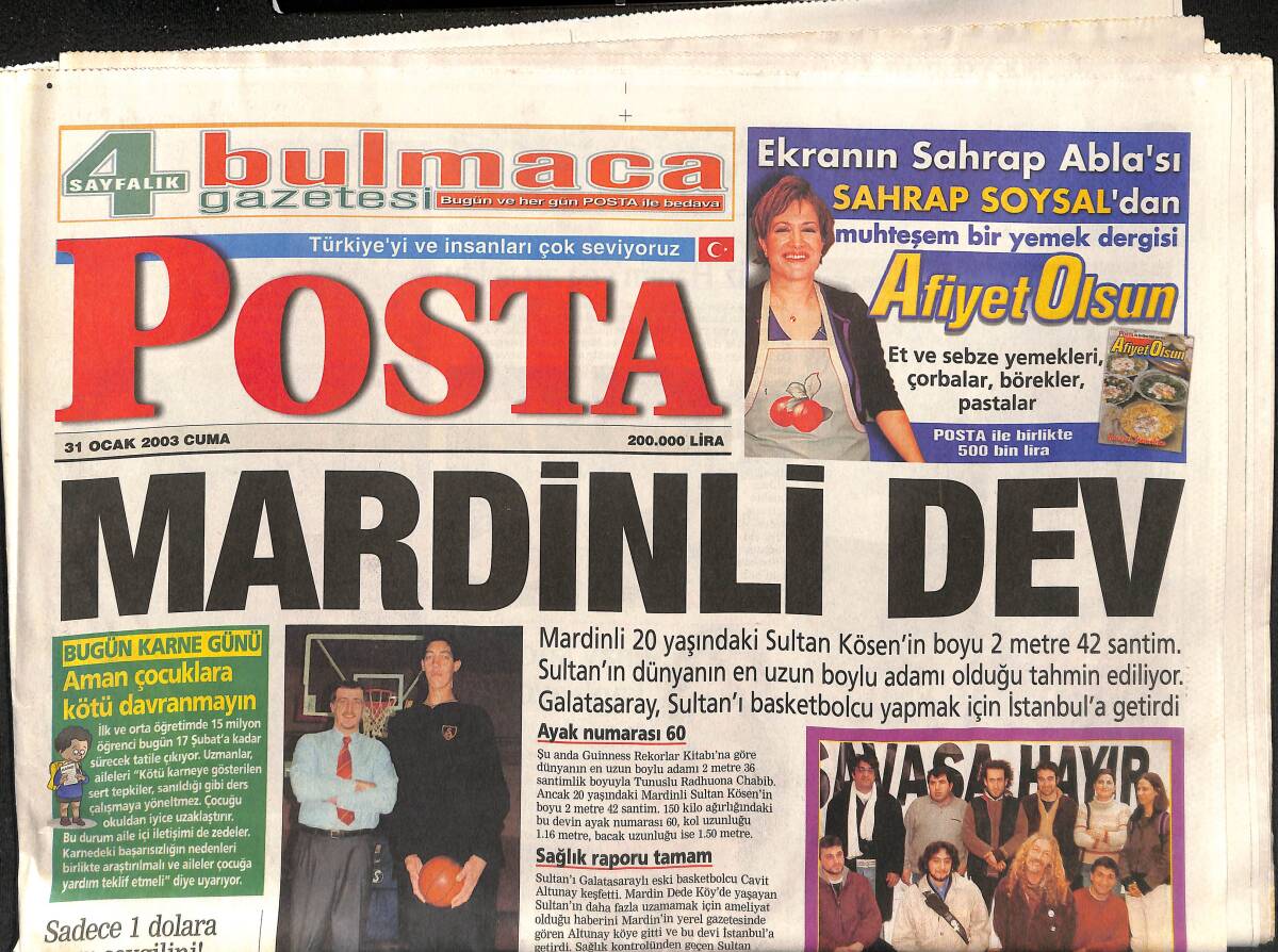 Posta Gazetesi 31 Ocak 2003 - Seymen Ağa Aşk Yaşıyor - Mardinli Dev Sultan Kösen GZ157301 - 1