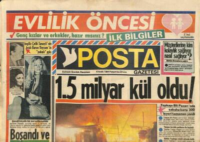 Posta Gazetesi 6 Aralık 1984 - Topkapı Bit Pazarında Sabaha Karşı 300 İşyeri Tamamen Yandı GZ114201 - 1